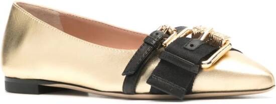 Moschino buckle-detail ballerina shoes Gold