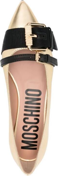 Moschino buckle-detail ballerina shoes Gold