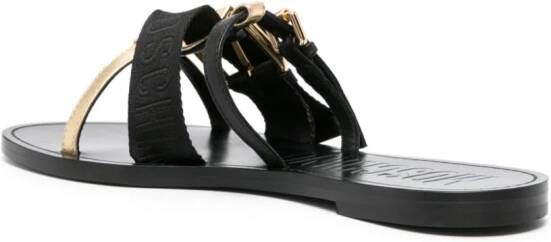 Moschino buckle-straps leather slides Black