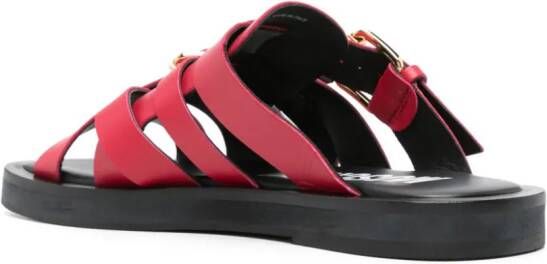 Moschino buckled leather slides Red