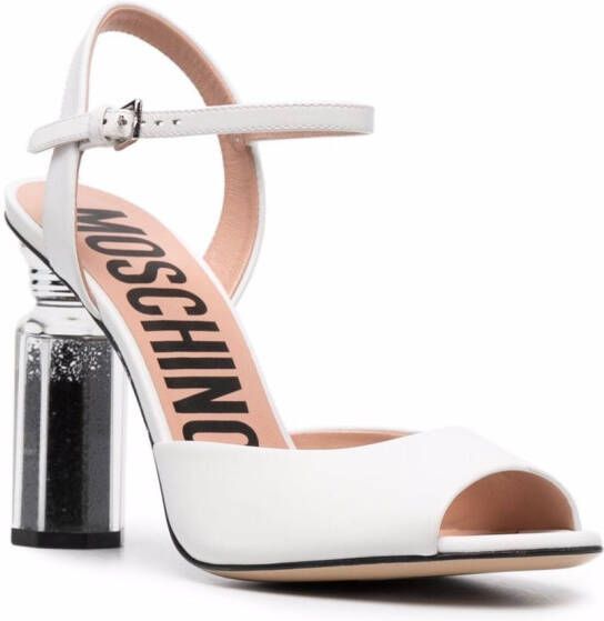 Moschino canister heel leather sandals White