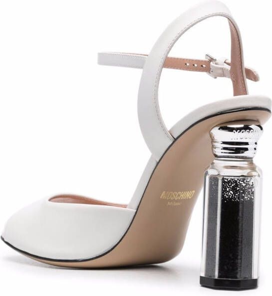 Moschino canister heel leather sandals White