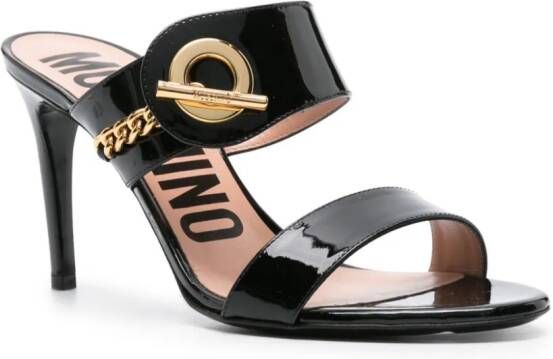 Moschino chain-detail patent leather mules Black