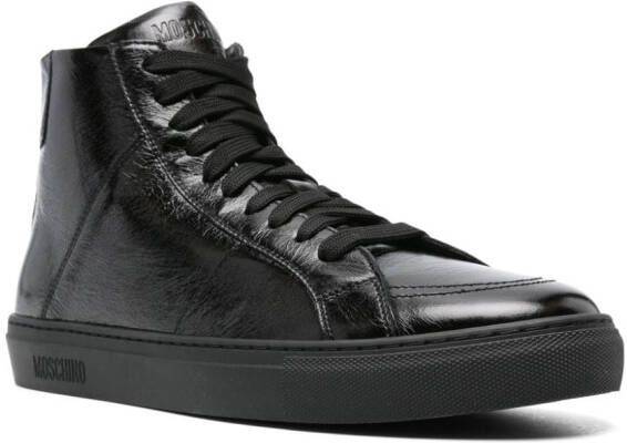 Moschino crinkled leather sneakers Black