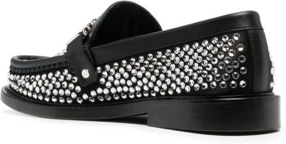 Moschino crystal-embellished leather loafers Black