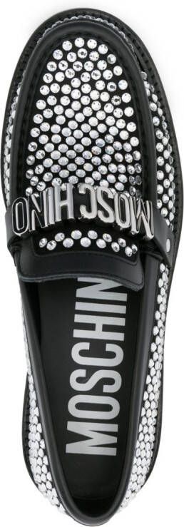 Moschino crystal-embellished leather loafers Black