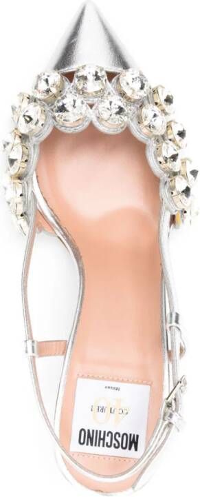Moschino crystal-embellished metallic pumps Silver