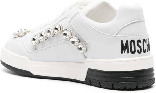 Moschino crystal-embellished panelled sneakers White