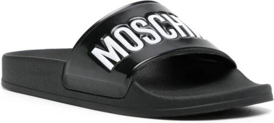 Moschino debossed-logo slides Black