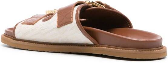 Moschino double-buckle panelled sandals Neutrals
