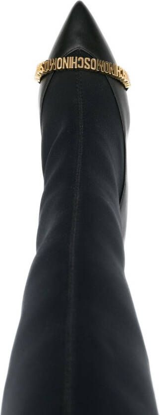 Moschino embossed-logo 110mm leather boots Black