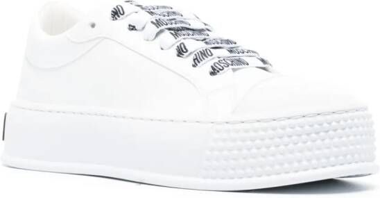 Moschino embossed-logo faux-leather sneakers White