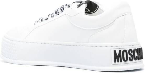 Moschino embossed-logo faux-leather sneakers White