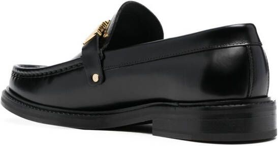 Moschino logo-plaque apron-toe loafers Black