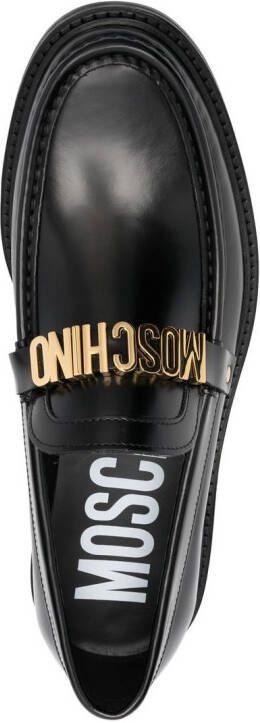 Moschino logo-plaque apron-toe loafers Black