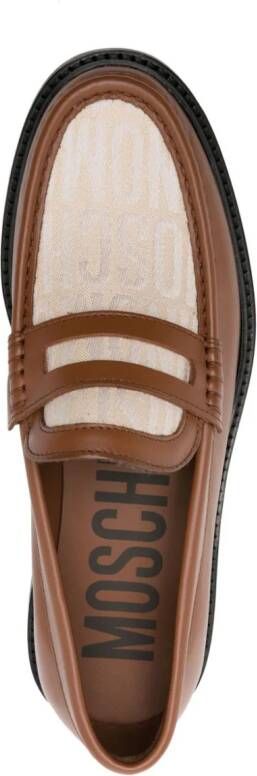 Moschino embroidered-logo leather loafers Brown