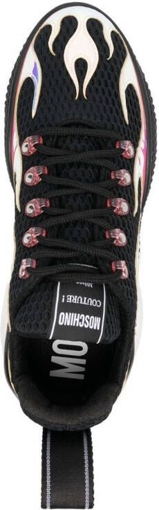 Moschino flame-effect lace-up sneakers Black