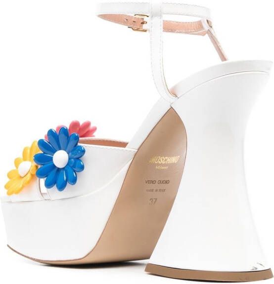 Moschino floral-appliqué 130mm platform sandals White