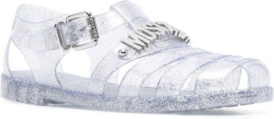 Moschino glitter-detailing jelly sandals Grey