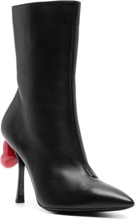 Moschino heart-appliqué 105mm leather boots Black