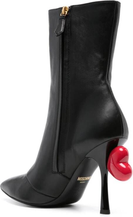 Moschino heart-appliqué 105mm leather boots Black