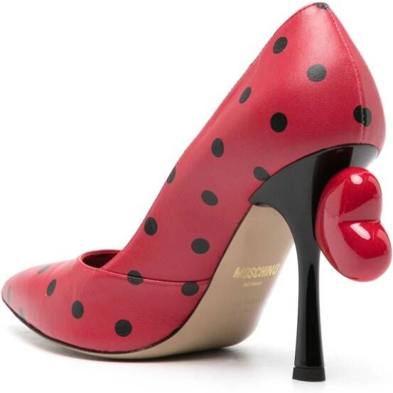 Moschino heart-appliqué polka dot pumps Red