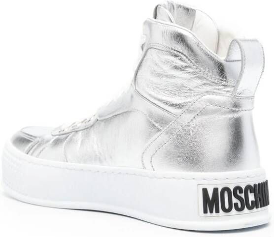 Moschino high-top leather sneakers Silver