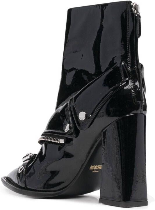 Moschino jacket-detailed ankle leather boots Black