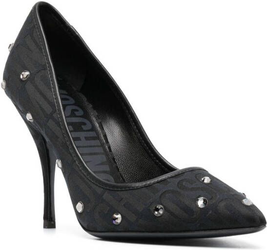 Moschino jacquard-logo 105mm high heel pumps Black