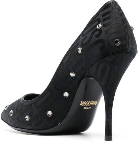 Moschino jacquard-logo 105mm high heel pumps Black