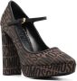 Moschino jacquard-logo 125mm block heel pumps Brown - Thumbnail 2