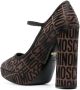 Moschino jacquard-logo 125mm block heel pumps Brown - Thumbnail 3