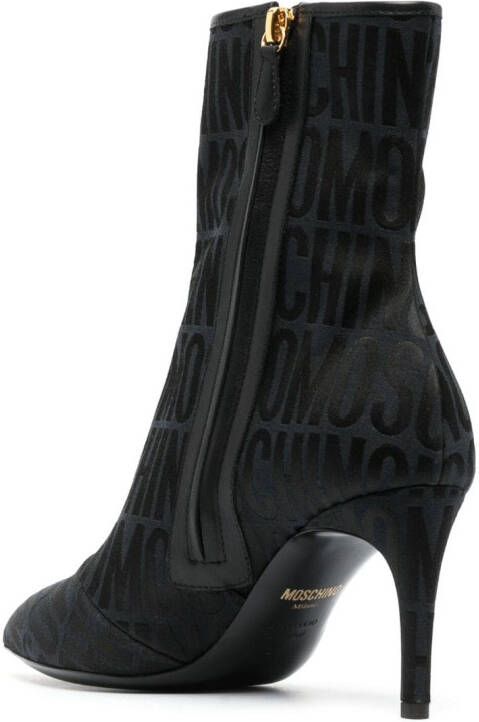 Moschino jacquard-logo 77mm high heel boots Black