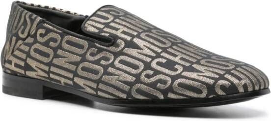 Moschino jacquard-logo almond-toe loafers Black