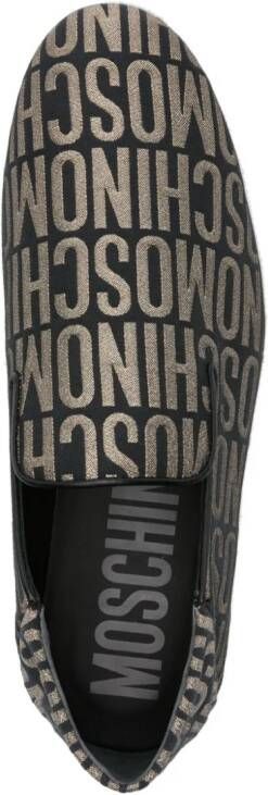 Moschino jacquard-logo almond-toe loafers Black