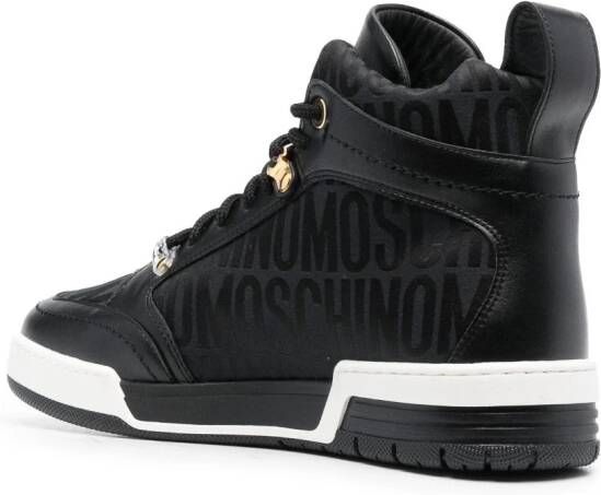 Moschino jacquard-logo leather sneakers Black