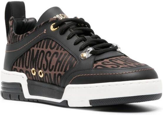 Moschino jacquard-logo panelled ow-top sneakers Brown