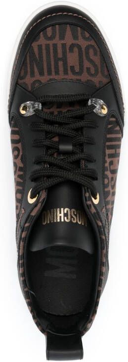 Moschino jacquard-logo panelled ow-top sneakers Brown