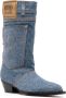 MOSCHINO JEANS 45mm logo-patch denim boots Blue - Thumbnail 2
