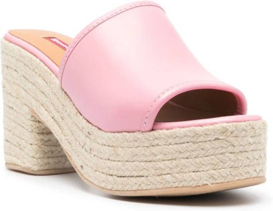 MOSCHINO JEANS 95mm leather espadrilles Pink