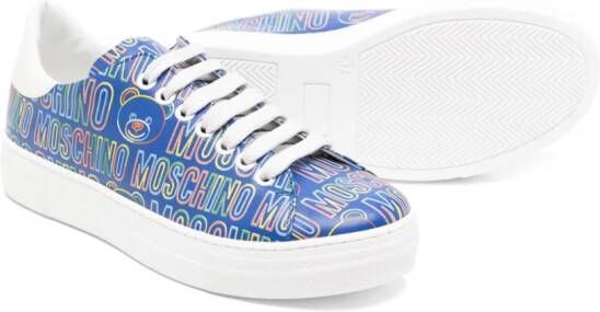 Moschino Kids all-over logo print sneakers Blue