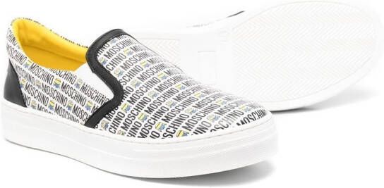 Moschino Kids all-over logo print sneakers White