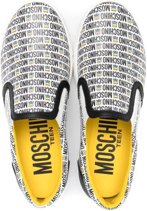 Moschino Kids all-over logo print sneakers White