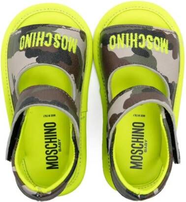 Moschino Kids camouflage-print leather sandals Brown