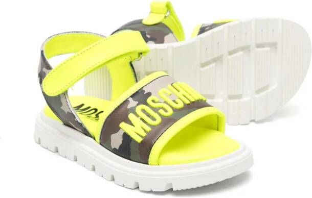 Moschino Kids camouflage-print leather sandals Yellow