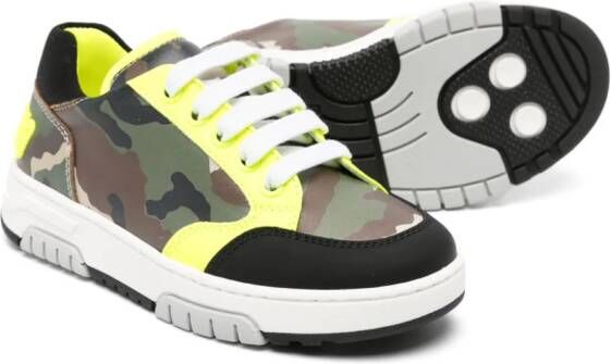 Moschino Kids camouflage-print leather sneakers Brown