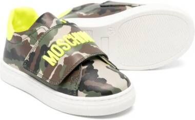 Moschino Kids camouflage-print leather sneakers Brown