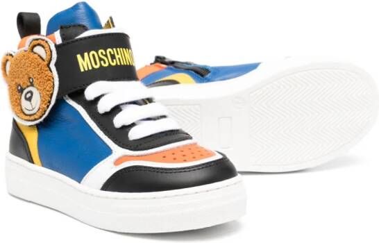 Moschino Kids colour-block leather sneakers Black