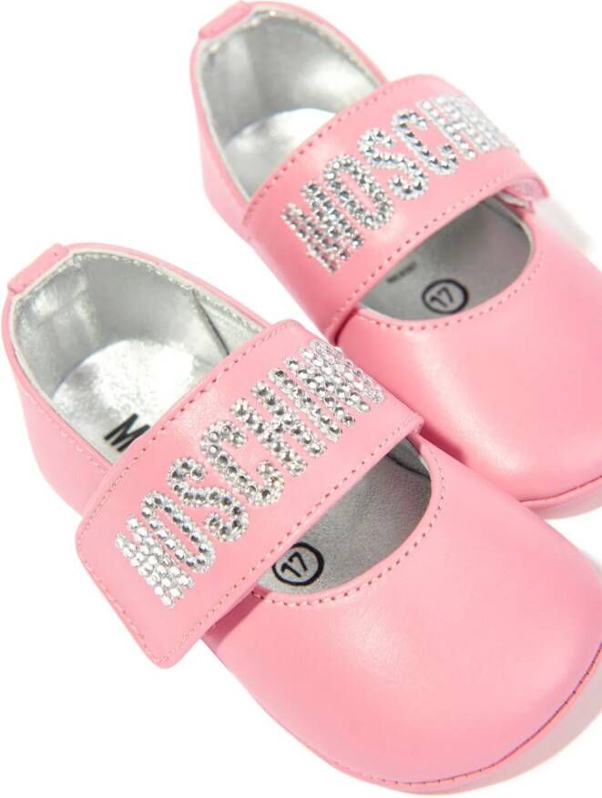 Moschino Kids crystal-logo pre-walkers Pink
