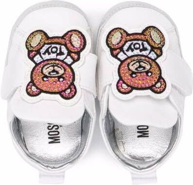 Moschino Kids crystal-Teddy sneakers White